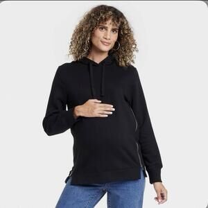 NEW Isabel Maternity Black Long Sleeve Nursing Hoodie Sweatshirt Size XXL